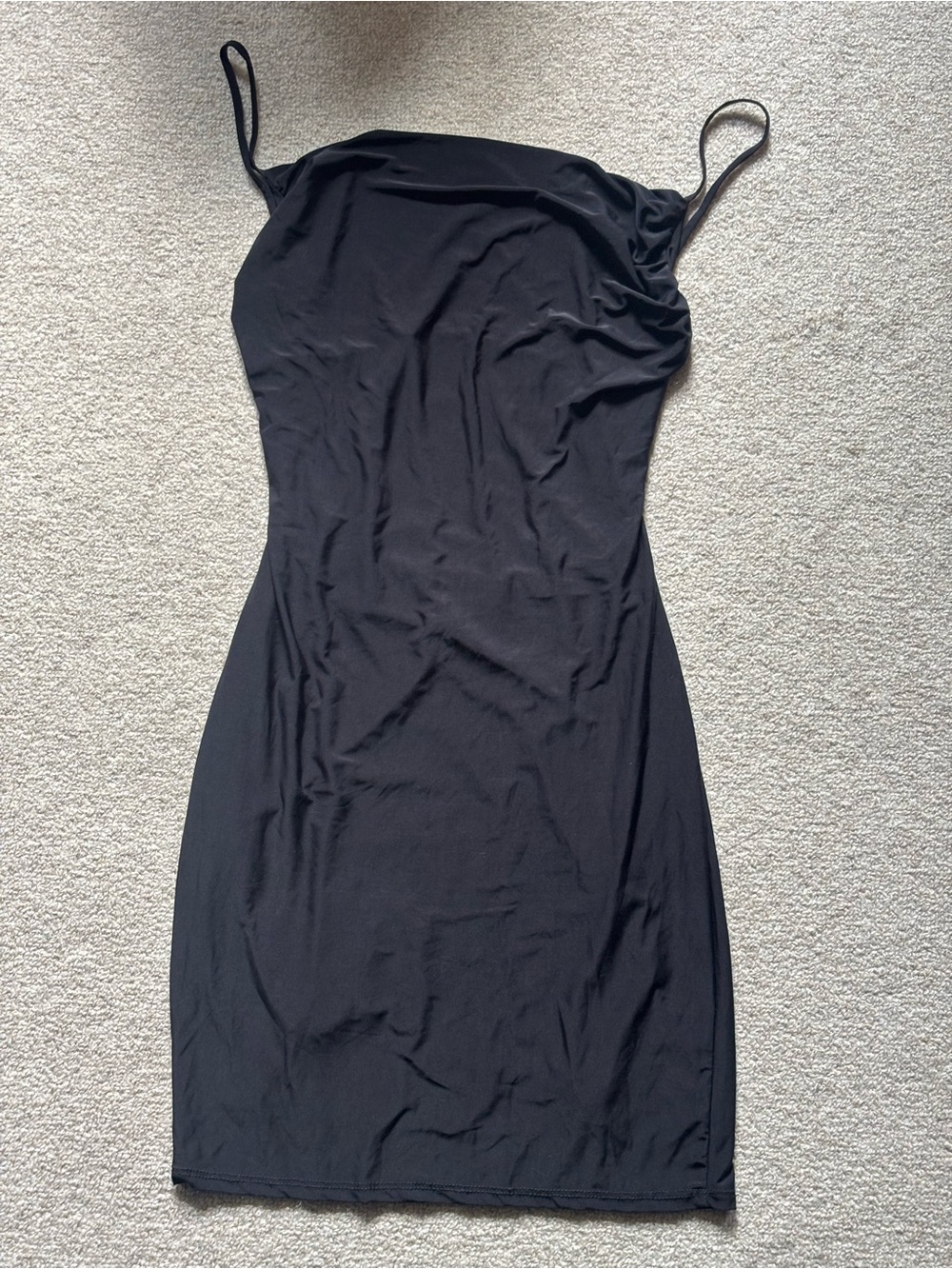 Everyday Black Slip Mini Dress with Spaghetti Straps